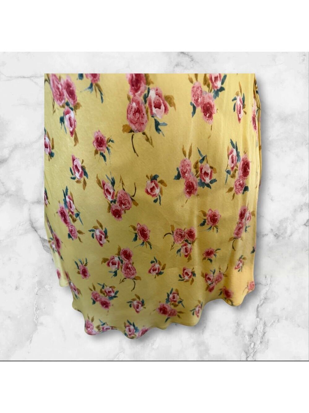 Zara Slip Dress Yellow w/Floral Pattertn 100% Viscose. L - Picture 5 of 11